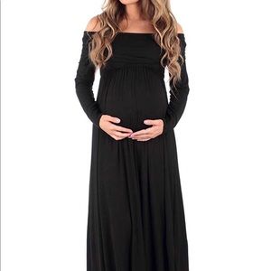Cowl neck and over the shoulder maternity dress